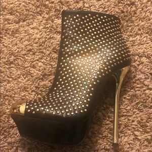 Black Bootie with gold studs
